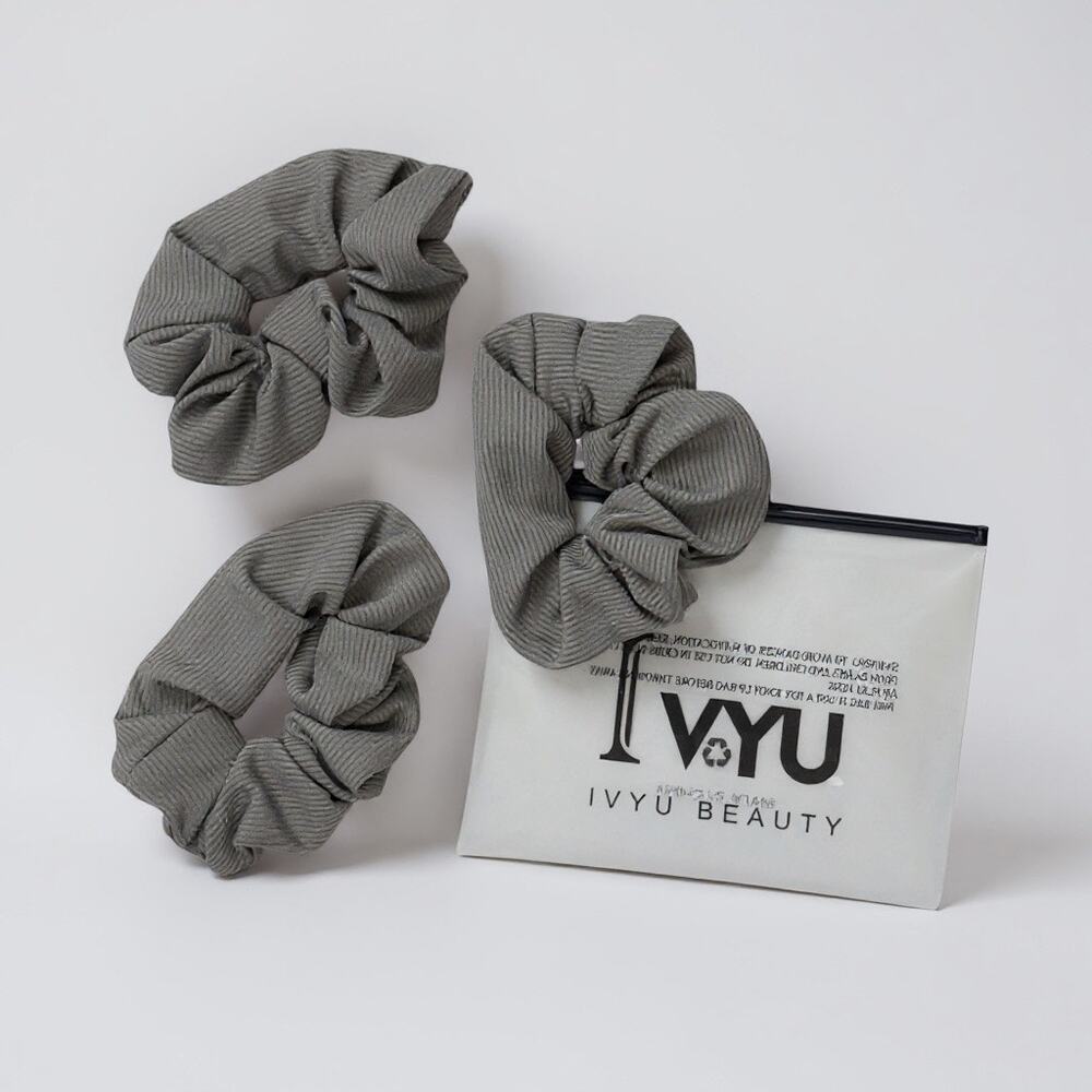 3 pack Gray Pocket Scrunchies with Zipper NWT